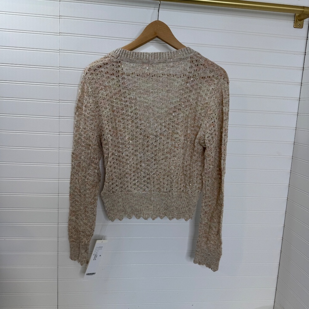 NEW GOELIA Sequin Wave Cut Trim Knitted Cardigan US Size 6 - Picture 6 of 9